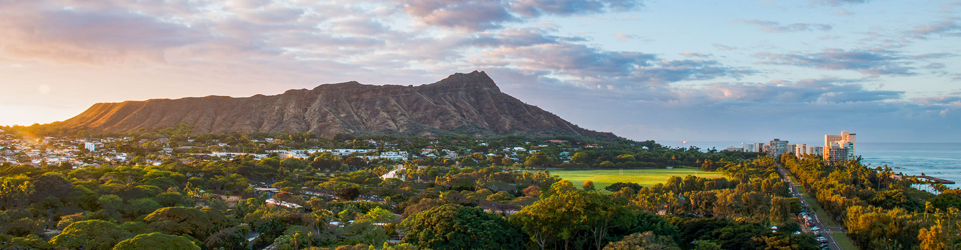 Diamond Head with houses at the bottom