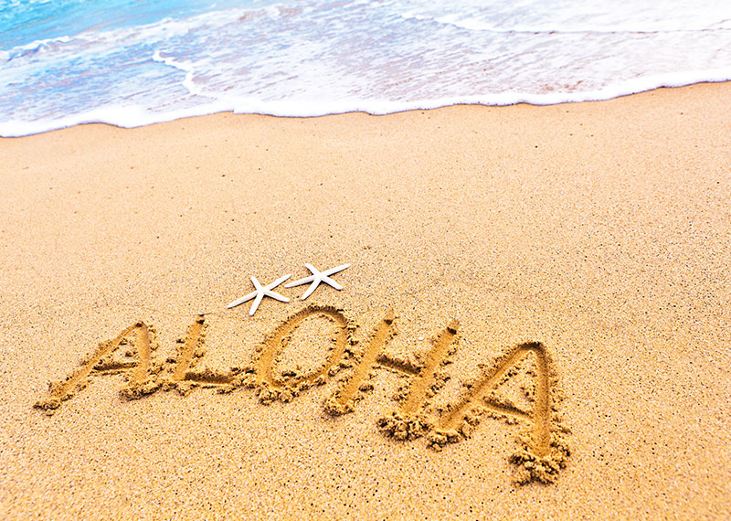 Aloha written in the sand on a beach Aloha written in the sand on a beach